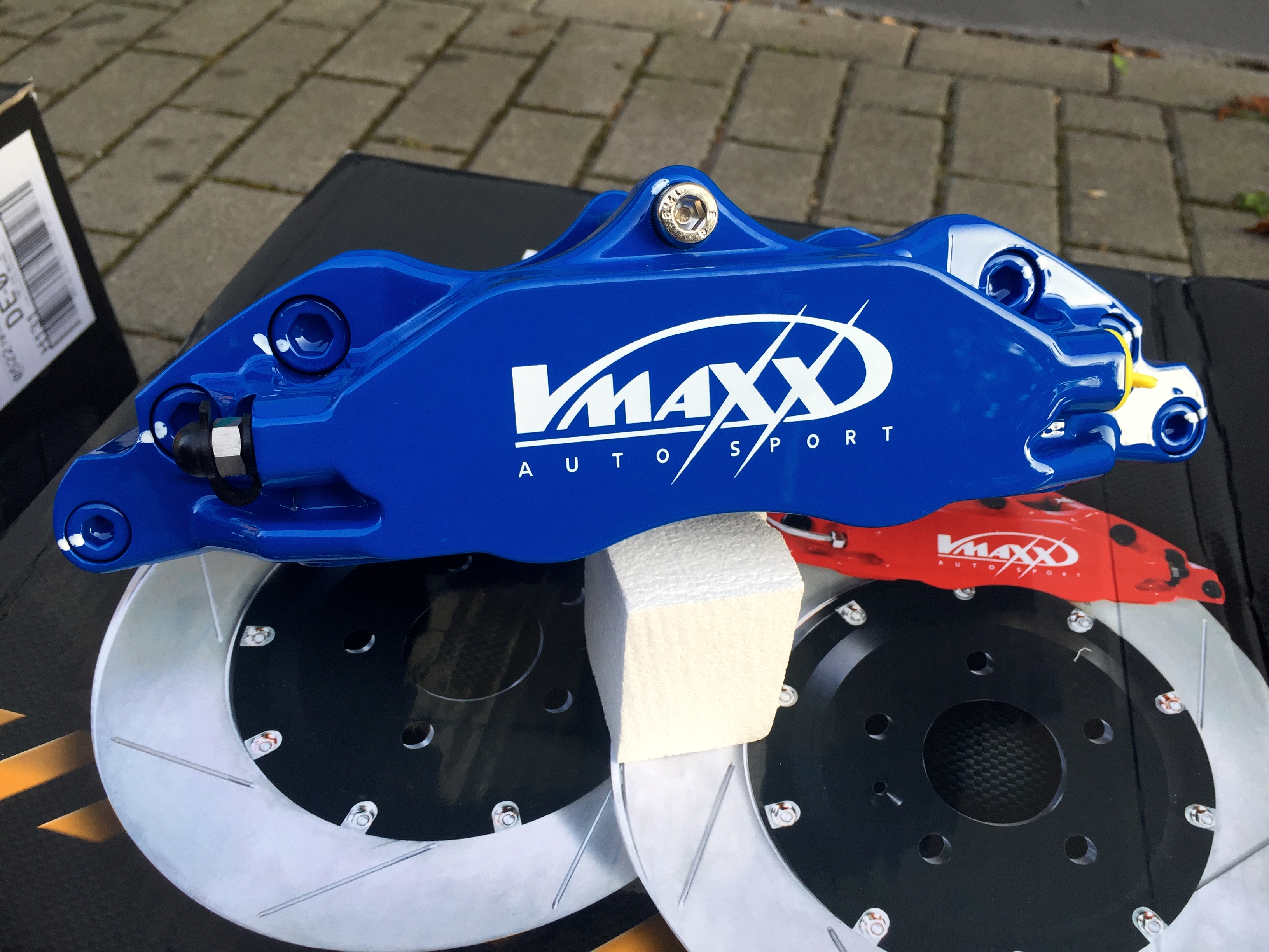 V-Maxx Bremsanlage blau mit Stahlflex Bremsleitung - Opel Astra G